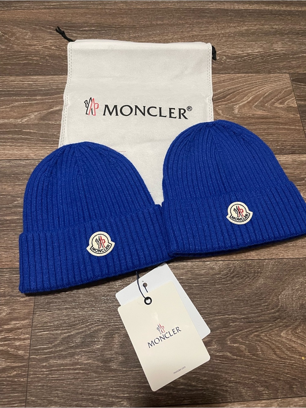 Moncler Men's Ribbed Beanie Pair - Blue